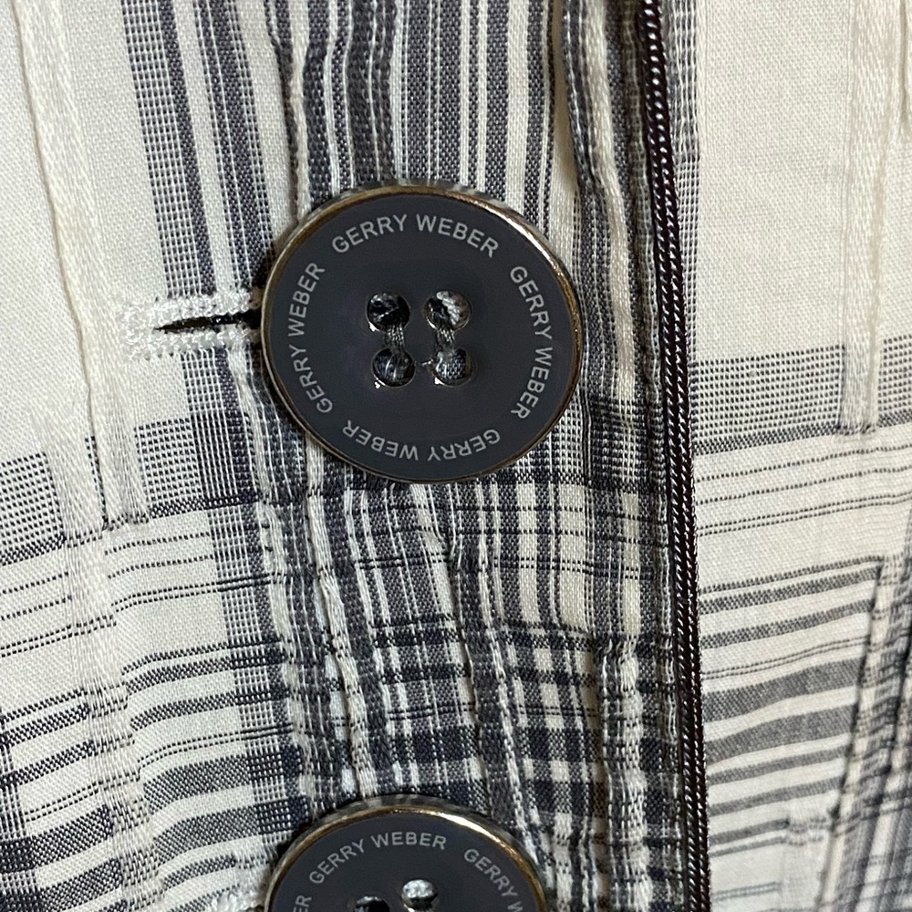 Gerry Weber Classic Tailored Black Quiet Luxury White Plaid Blazer Preppy Size 6 - Picture 5 of 8